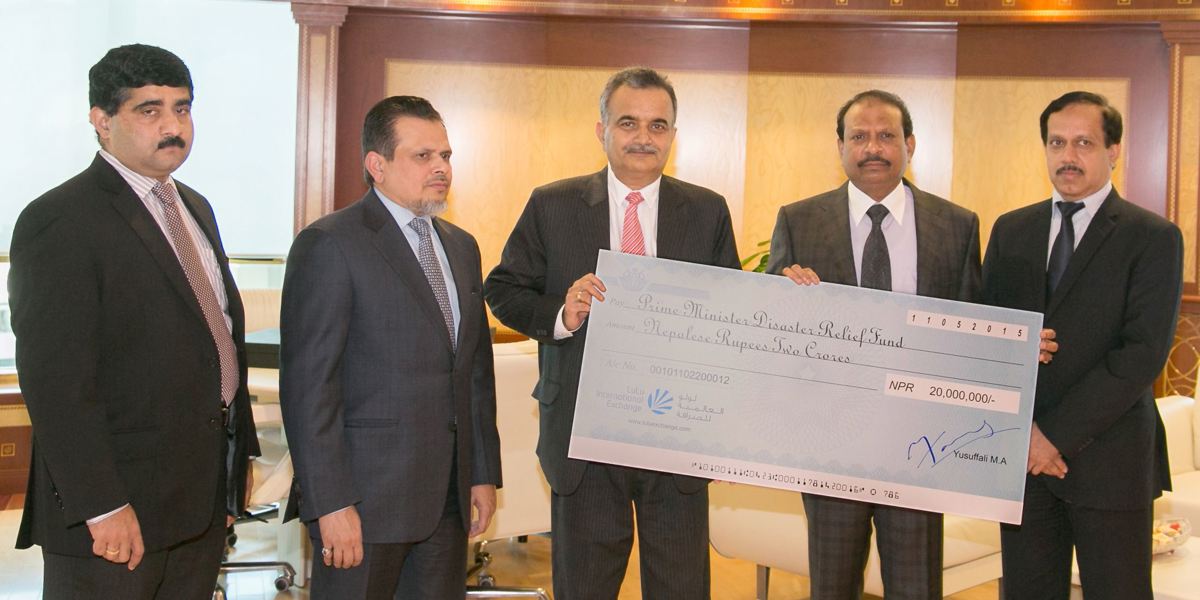 Helping Hand for Nepal Lulu Group donates 20 Million Nepalese Rupees for quake relief